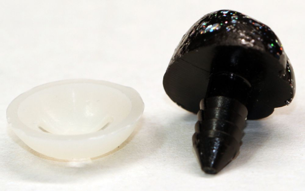 Sicherheitsnase 20,6 mm x 15,2 mm Hund hart schwarz Glitter mit Sicherheitsscheibe