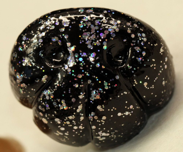 Sicherheitsnase 28,4 mm x 22,2 mm Hund hart schwarz Glitter mit Sicherheitsscheibe
