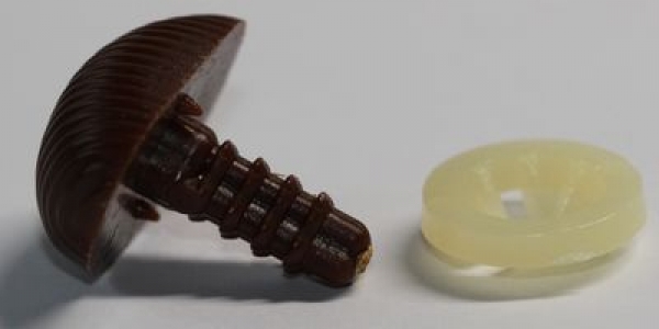 Sicherheitsnase 18 mm x 13 mm Rillen hart dunkelbraun glänzend mit Sicherheitsscheibe