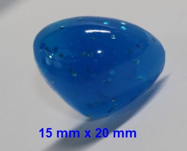 Sicherheitsnase dreieckig hart blau Glitter mit Sicherheitsscheibe