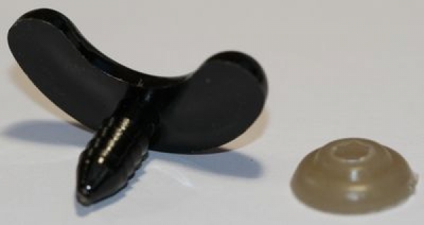 Sicherheitsnase 30 x 16 mm gebogen schwarz glänzend mit Sicherheitsscheibe