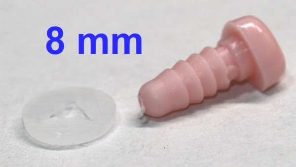 Sicherheitsnase Herz hart blassrosa glänzend mit Sicherheitsscheibe