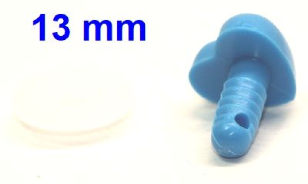 Sicherheitsnase Herz hart blau glänzend mit Sicherheitsscheibe