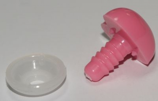 Sicherheitsnase 18 mm x 16 mm Herz hart Rosa glänzend mit Sicherheitsscheibe