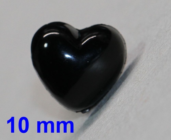 Sicherheitsnase Herz hart schwarz glänzend mit Sicherheitsscheibe