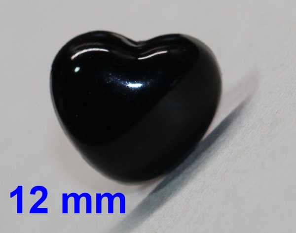 Sicherheitsnase Herz hart schwarz glänzend mit Sicherheitsscheibe