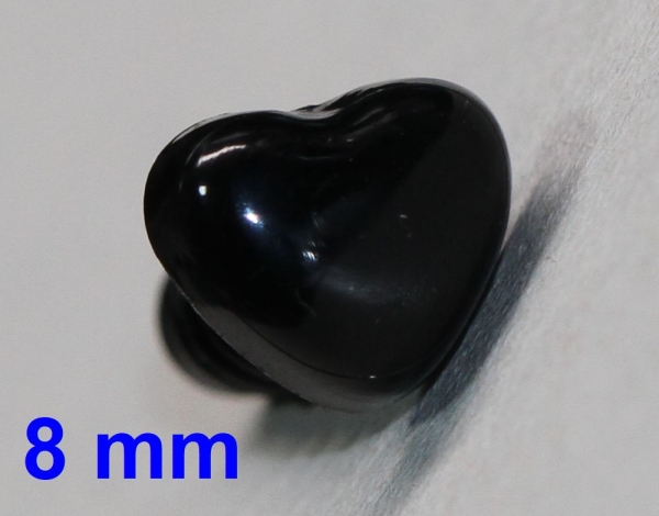 Sicherheitsnase Herz hart schwarz glänzend mit Sicherheitsscheibe