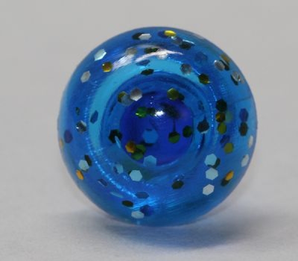 Sicherheitsnase 14 mm rund Blau Glitter transparent mit Sicherheitsscheibe