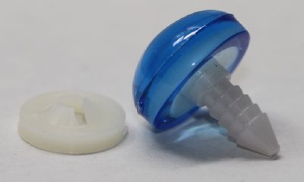 Sicherheitsnase 16 mm rund Blau halbtransparent mit Sicherheitsscheibe
