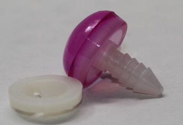 Sicherheitsnase 14 mm rund Darkpink halbtransparent mit Sicherheitsscheibe