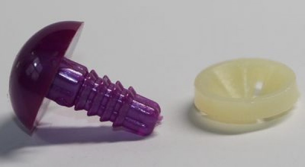 Sicherheitsnase 18 mm rund Perlviolett Glitter mit Sicherheitsscheibe