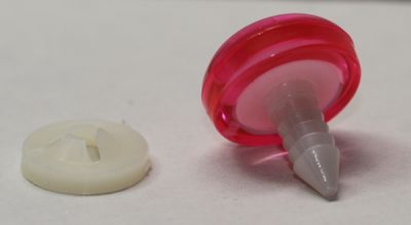 Sicherheitsnase 16 mm rund Pink halbtransparent mit Sicherheitsscheibe