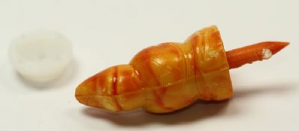 1 Stück Nase Möhre zum Einkleben 12 mm x 23 mm orange meliert für Schneemann