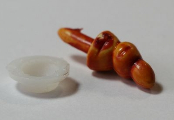 1 Stück Nase Möhre zum Einkleben 8 mm x 14 mm orange meliert für Schneemann