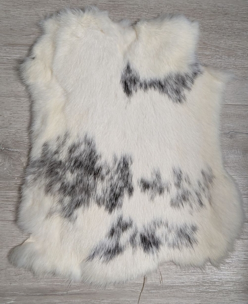 Kaninchenfell weiß schwarz Rhönkaninchen Nr. 8