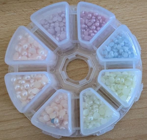 Sonderangebot Halbperlen Wachsperlen zum Aufkleben Mix in Rundbox - Restposten