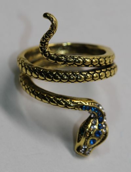 Ring Schlange goldfarben blaue Steine