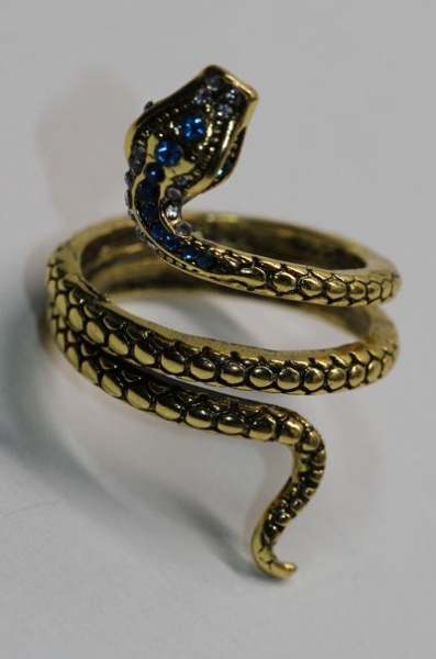 Ring Schlange goldfarben blaue Steine