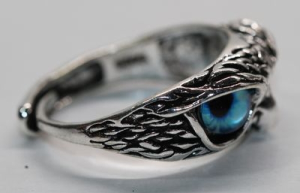 Ring Greifvogel silbern blau