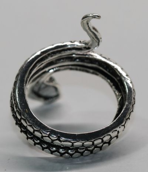 Ring Schlange silbern blaue Steine