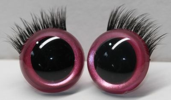 1 Paar Sicherheitsaugen 21 mm Rosa metallic mit Wimpern