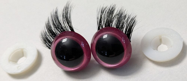 1 Paar Sicherheitsaugen 21 mm Rosa metallic mit Wimpern