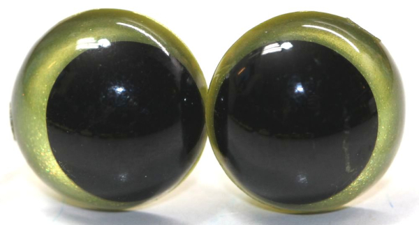 1 Paar Sicherheitsaugen 12 mm Lemon irisierend metallic Schielaugen