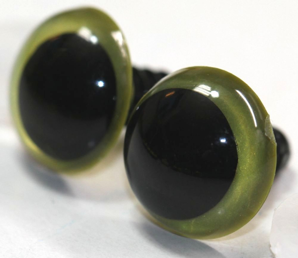 1 Paar Sicherheitsaugen 14 mm Lemon irisierend metallic Schielaugen