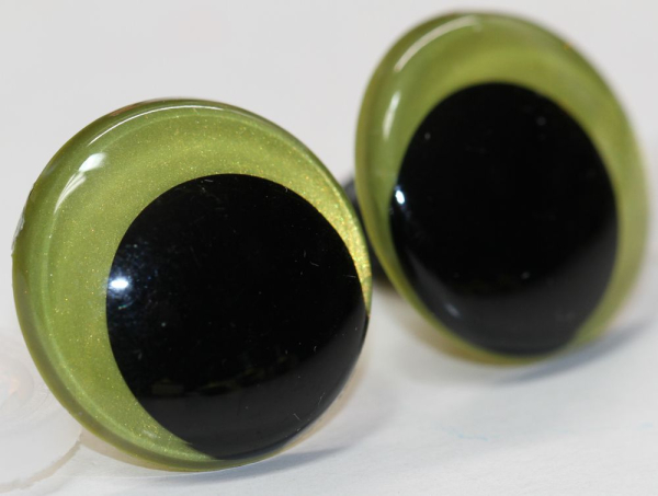 1 Paar Sicherheitsaugen 23 mm Lemon irisierend metallic Schielaugen