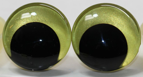 1 Paar Sicherheitsaugen trapezoid 30 mm Lemon irisierend metallic Schielaugen