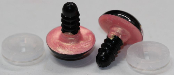 1 Paar Sicherheitsaugen 14 mm Neon Pink irisierend metallic Schielaugen