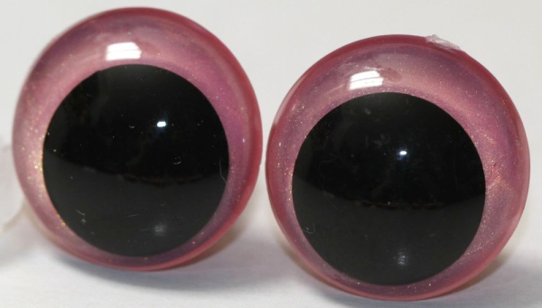 1 Paar Sicherheitsaugen 18 mm Neon Pink irisierend metallic Schielaugen