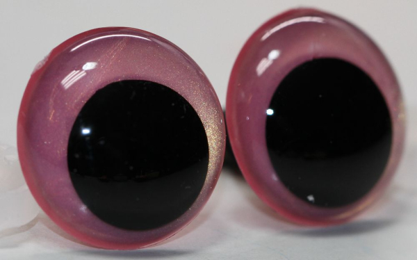 1 Paar Sicherheitsaugen 20 mm Neon Pink irisierend metallic Schielaugen