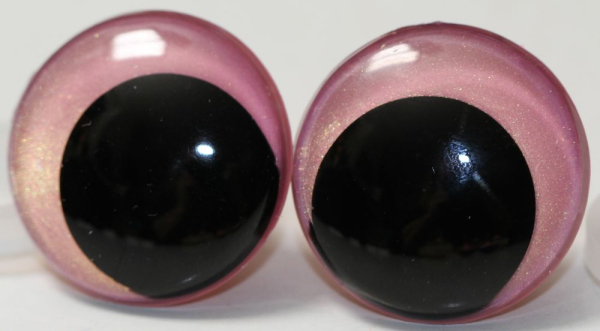 1 Paar Sicherheitsaugen 23 mm Neon Pink irisierend metallic Schielaugen