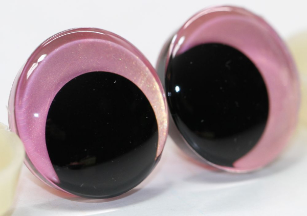 1 Paar Sicherheitsaugen trapezoid 25 mm Neon Pink irisierend metallic Schielaugen