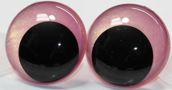 1 Paar Sicherheitsaugen 28 mm Neon Pink irisierend metallic Schielaugen