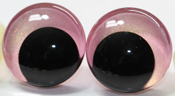 1 Paar Sicherheitsaugen trapezoid 30 mm Neon Pink irisierend metallic Schielaugen