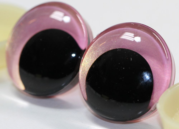 1 Paar Sicherheitsaugen trapezoid 30 mm Neon Pink irisierend metallic Schielaugen