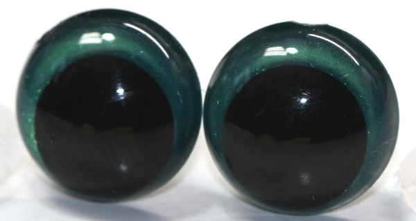 1 Paar Sicherheitsaugen 14 mm Türkisgrün irisierend metallic Schielaugen