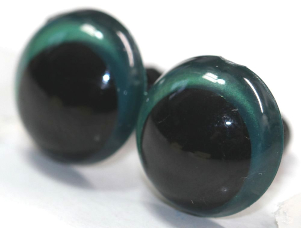 1 Paar Sicherheitsaugen 14 mm Türkisgrün irisierend metallic Schielaugen