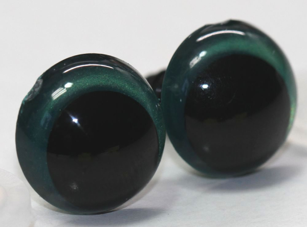 1 Paar Sicherheitsaugen 14 mm Türkisgrün irisierend metallic Schielaugen
