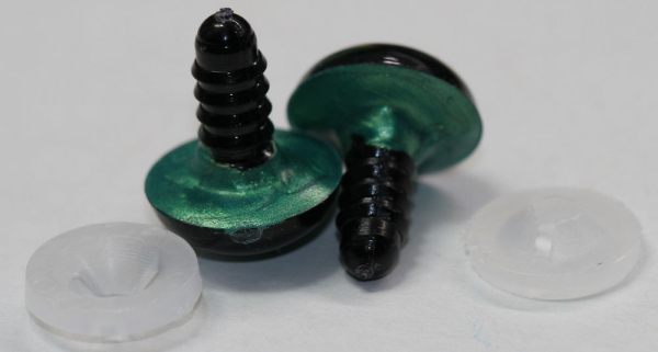 1 Paar Sicherheitsaugen 14 mm Türkisgrün irisierend metallic Schielaugen