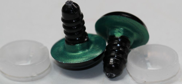 1 Paar Sicherheitsaugen 16 mm Türkisgrün irisierend metallic Schielaugen