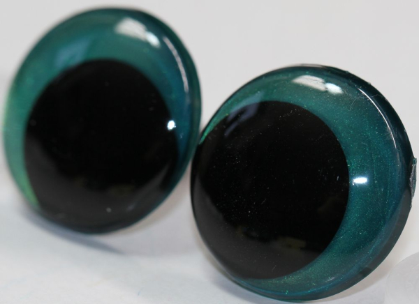 1 Paar Sicherheitsaugen 23 mm Türkisgrün irisierend metallic Schielaugen