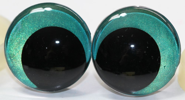 1 Paar Sicherheitsaugen trapezoid 25 mm Türkisgrün irisierend metallic Schielaugen