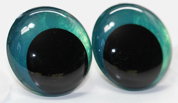 1 Paar Sicherheitsaugen 28 mm Türkisgrün irisierend metallic Schielaugen