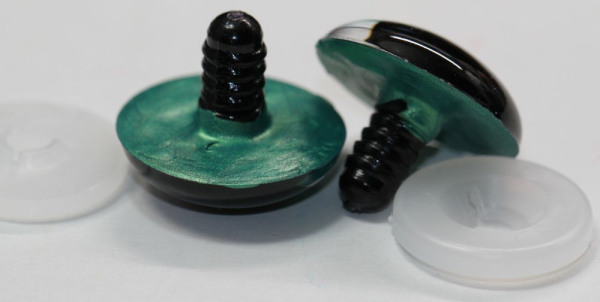 1 Paar Sicherheitsaugen 28 mm Türkisgrün irisierend metallic Schielaugen