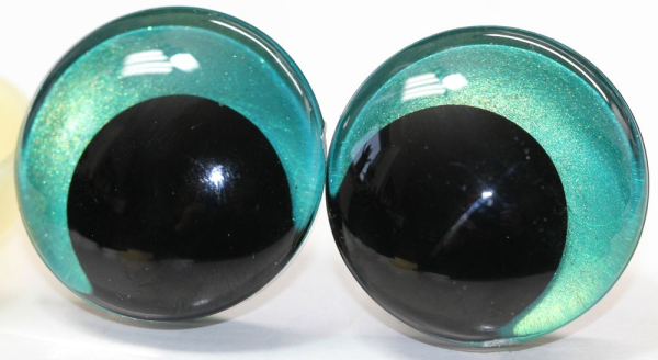 1 Paar Sicherheitsaugen trapezoid 30 mm Türkisgrün irisierend metallic Schielaugen