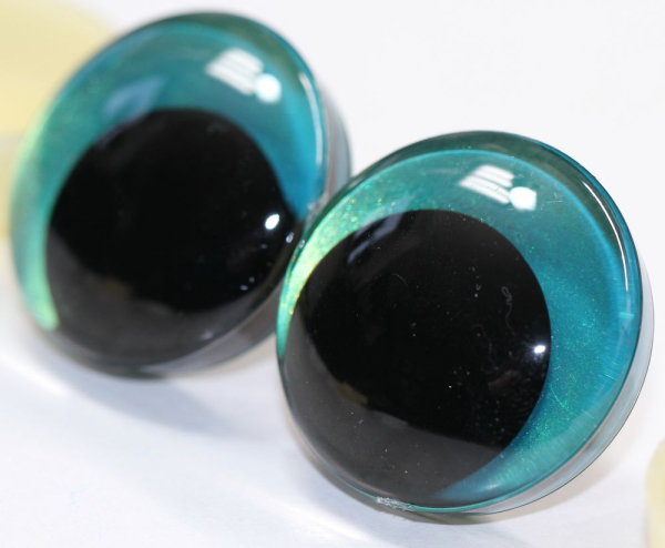 1 Paar Sicherheitsaugen trapezoid 30 mm Türkisgrün irisierend metallic Schielaugen