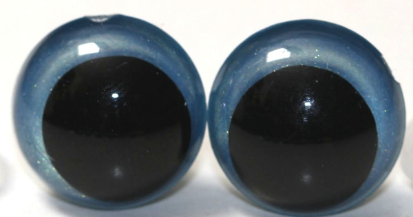 1 Paar Sicherheitsaugen 14 mm Sky Blue irisierend metallic Schielaugen